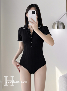 游泳衣女2024新小香风连体短袖学生小胸遮肚显瘦修身度假温泉泳装