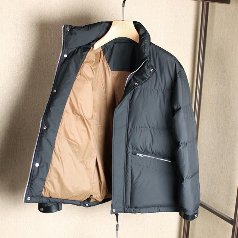 2024秋冬长袖拉链羽绒服外套立领