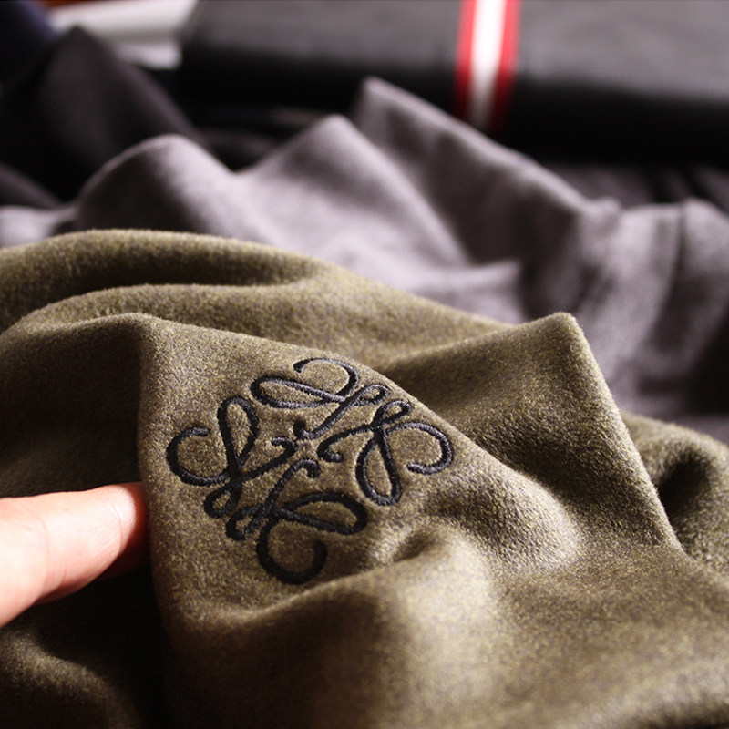 厚型双面澳绒高领保暖打底衫男士高领长袖t恤精致刺绣绒面t恤e575