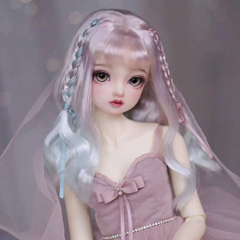 bjd假发6分4分3分dd 小布娃娃发粉绿渐变色牛奶丝娃娃假毛包邮