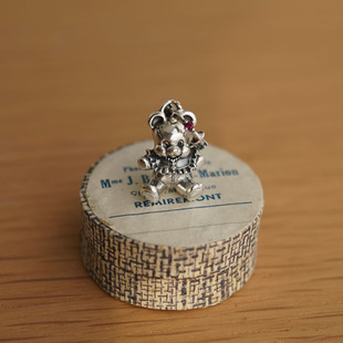 睡莲生生世世 素吊坠复古小众挂坠 原创设计925纯银童趣玩偶小熊元