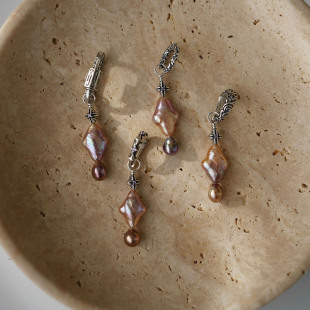 睡莲生生世世 素小众气质挂坠 原创设计925纯银天然珍珠吊坠星芒元