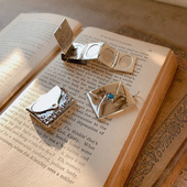 SHUI 925纯银雕花相册相簿复古个性 相盒绿松石信封吊坠幸运项链