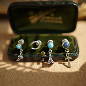 素小众个性 SHUI 925纯银耳环耳钉青金石安卡帐篷马蹄铁老鹰元 耳饰