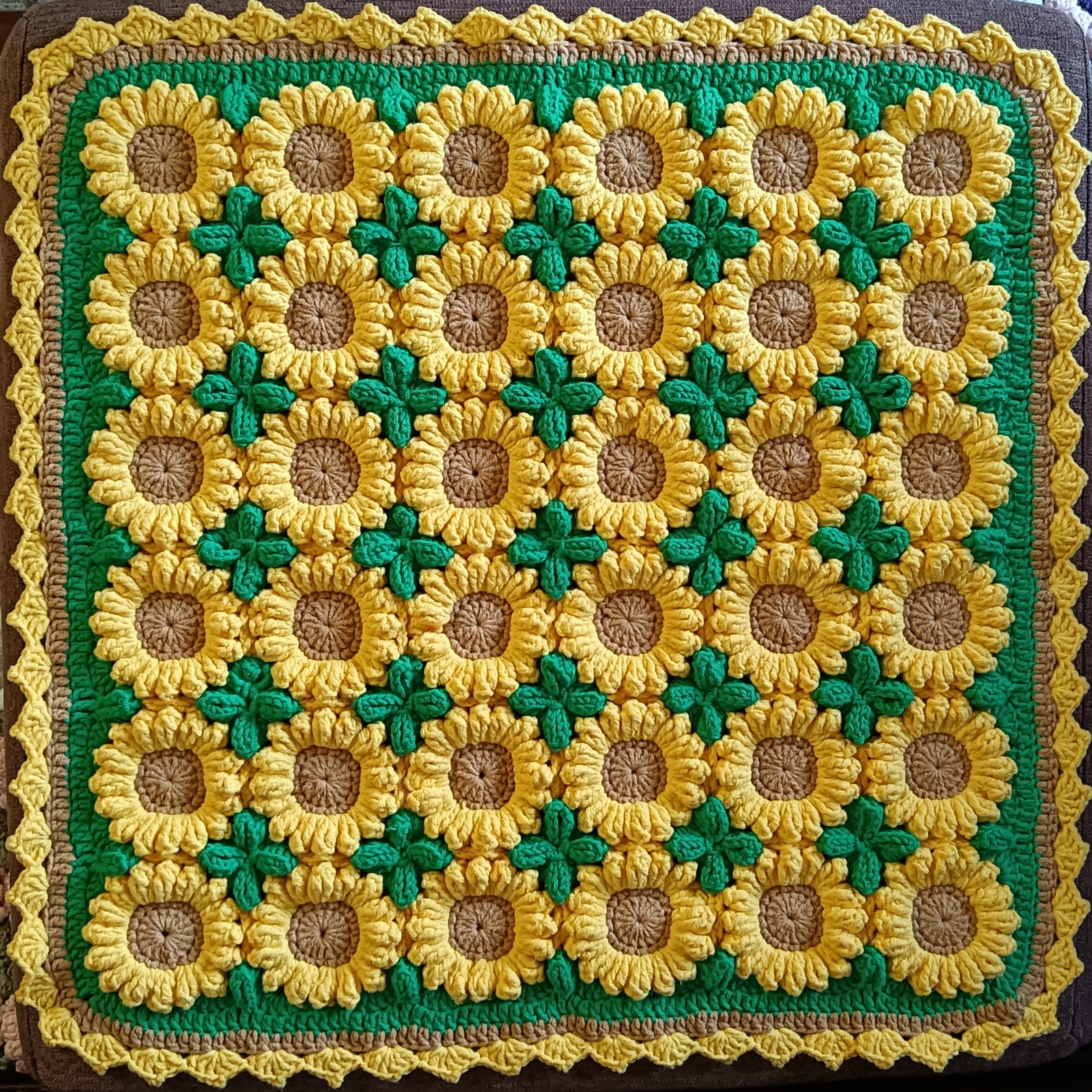 【成品】手钩太阳花坐垫向日葵毛线编织花朵汽车坐垫椅垫沙发垫