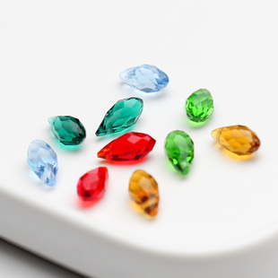 【 6*12mm水晶吊坠】横孔切面珠 透明炫彩水滴珠服装配饰辅料