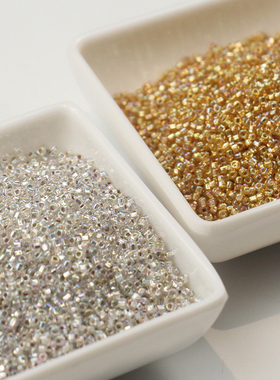 1.5mm2mm方孔灌银米珠日本MGB进口米珠法式刺绣材料娃衣服装辅料