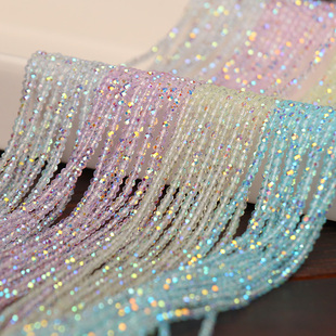 2mm水晶迷你切面珠清新色 手项链珠法绣梭编串珠服装装饰辅料配件