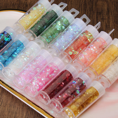 4mm透明炫彩凹片系列法式刺绣龟甲亮片服装辅料 PET耐高温片