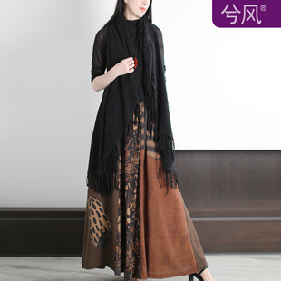 兮风原创女装2025春季不规则多穿法针织开衫百搭文艺休闲流苏上衣