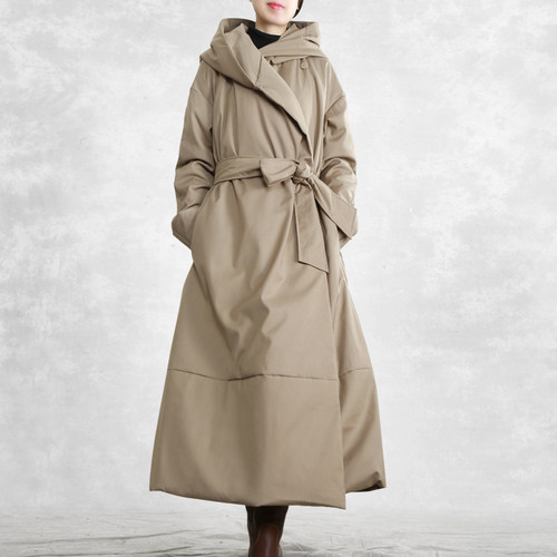 90白鸭绒兮风简约大气加长羽绒服