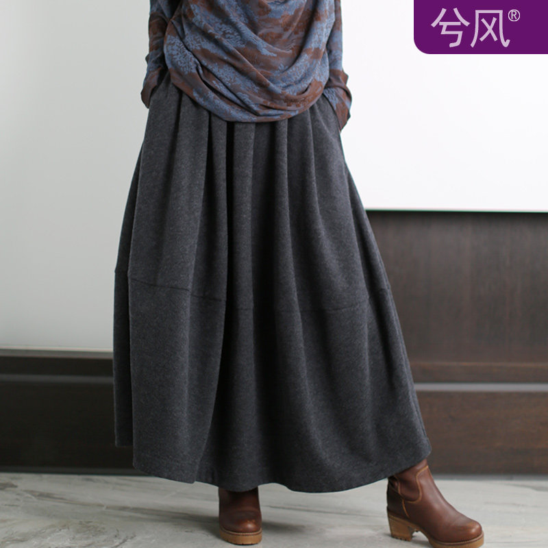 茧型设计感毛呢半身裙花苞菠萝裙