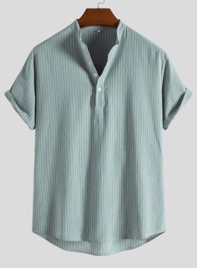 Men s fashion casual splicing short sleeve shirt短袖衬衫男