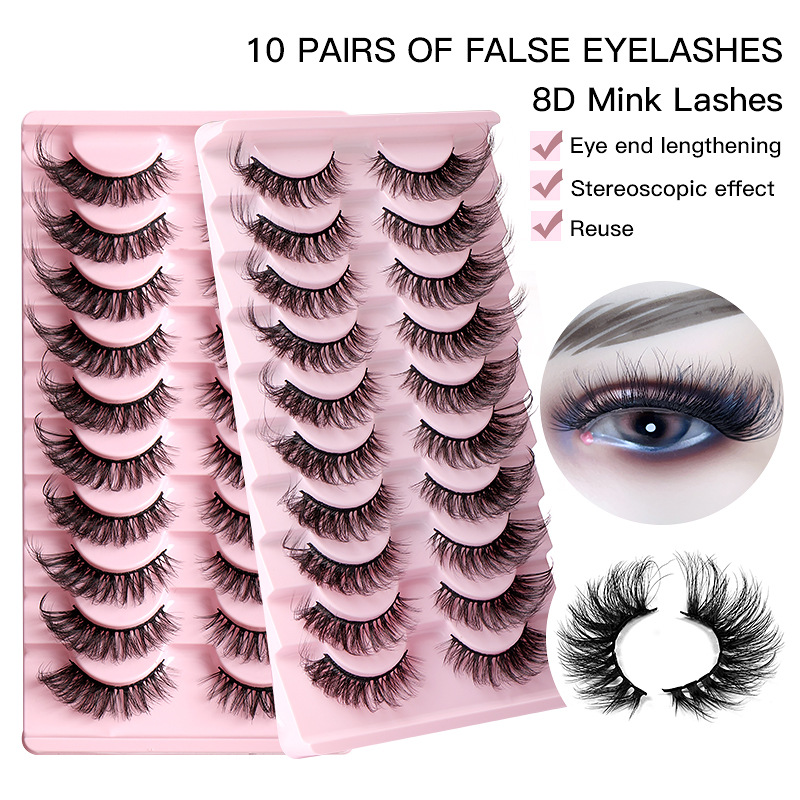 10 Pairs Eyelashes Lashes Natural Wispy Fluffy Fake Eyelashe