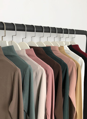 High-collar bottoming shirt ladies early autumn solid colour