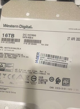 WD西部数据 Ultrastar DC HC550 16TB--议价商品