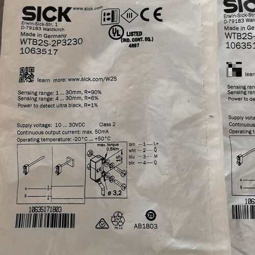 SICK西克WTB2S-2P3230光电传感器，全新原装进口--议价商品