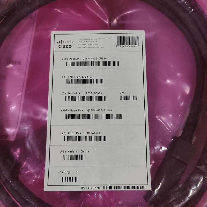 思科QSFP-H40G-CU5M堆叠线，全新，原装正品，型号--议价商品