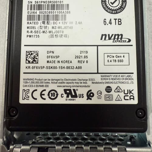 戴尔PM1735 6.4T固态硬盘，原装拆机现货，实物拍摄，--议价商品