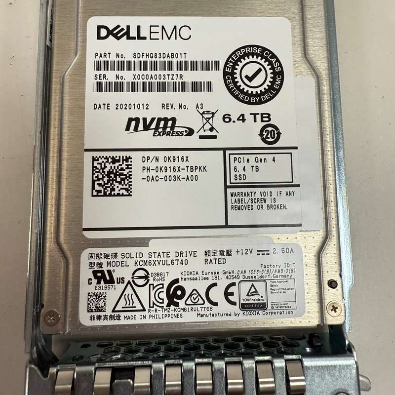 出Dell EMC企业级6.4TB NVMe固态硬盘,型号K--议价商品
