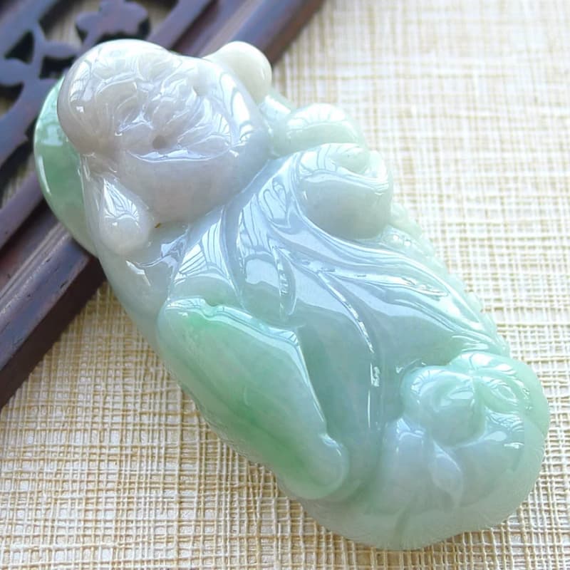 缅甸A货翡翠糯种飘彩逍遥佛吊坠41.13g【北千翠坊】A货,--议价商