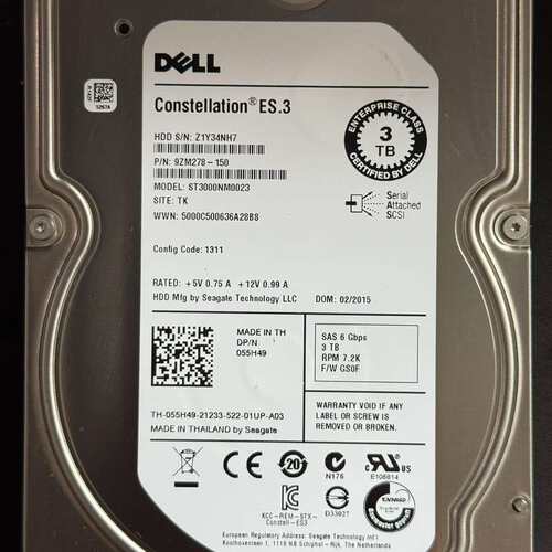 DELL/戴尔ST3000NM0023 055H49 原装拆--议价商品