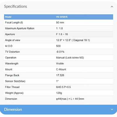 议价--VS-5018H1 VST镜头