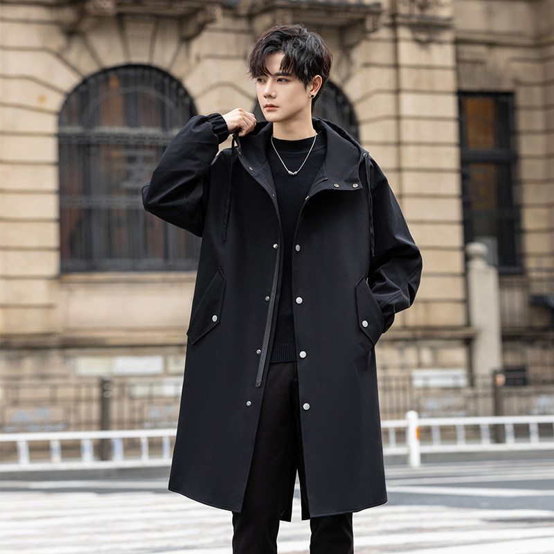 男款风衣外套2025新款冬季男生潮流青少年衣服中长款上衣加厚大衣