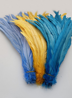 30-35cm公鸡尾羽毛现货销售七彩染色羽毛假发100根一扎包邮