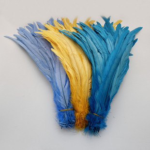 包邮 35cm公鸡尾羽毛现货销售七彩染色羽毛假发100根一扎