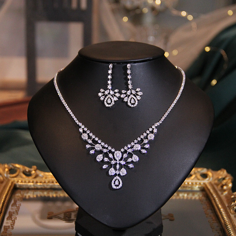 BWBRIDE新娘锆石项链耳环套装