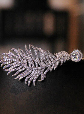 BWBRIDE超仙羽毛胸针毛衣链两用