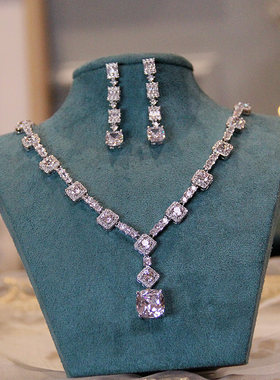 BWBRIDE锆石项链耳环新娘套装