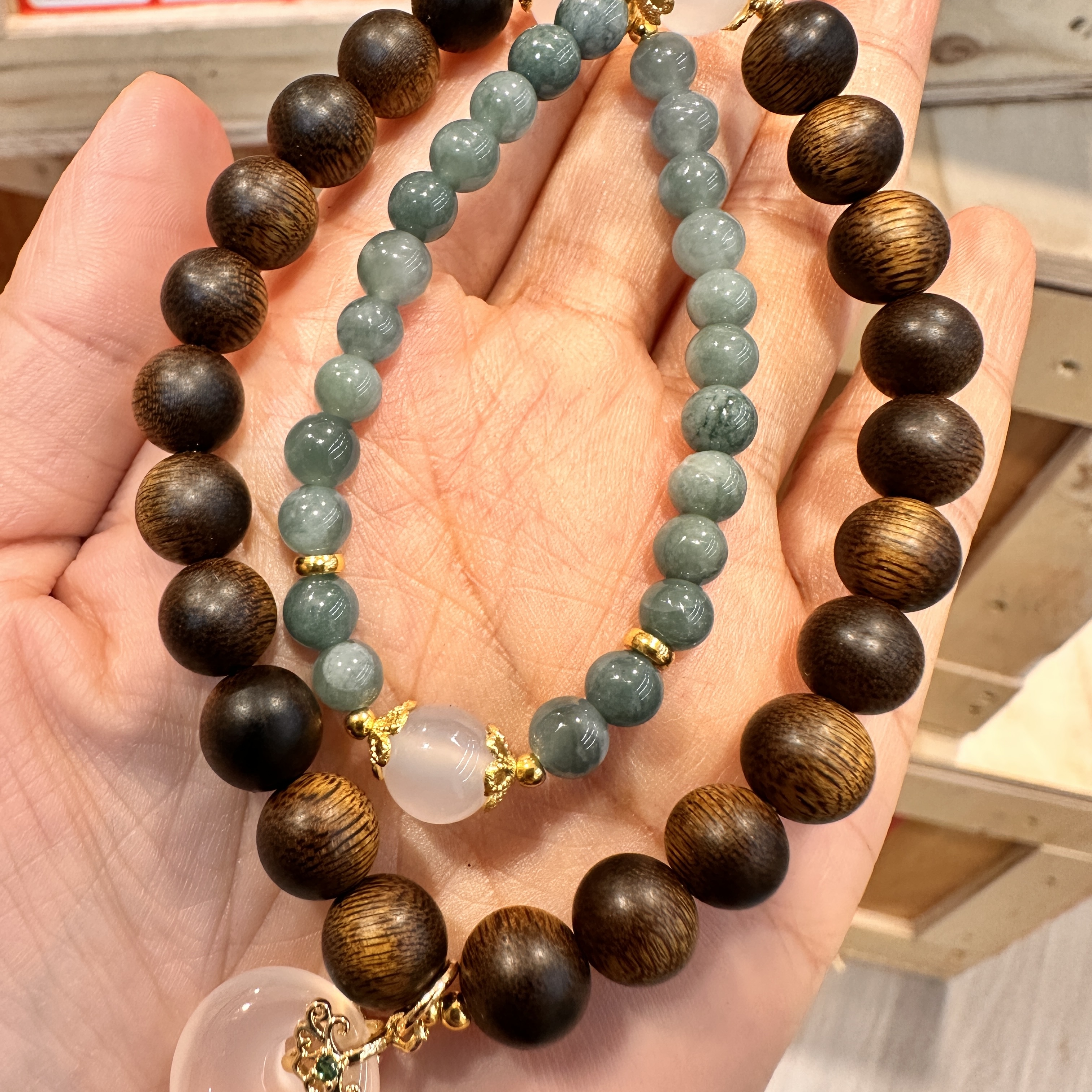 SZH0797--沉香多圈｜天然香韵+瑙瑙点缀+礼盒