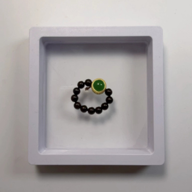 紫檀小米珠戒指男女转运珠招财紫檀木平安珠指环-S0748