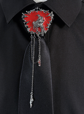 黑红撞色领带金属乌鸦拉链免打小众设计高级感cos衬衫配饰领结