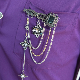 cos百搭黑色钻石流苏吊坠胸针轻奢高级感暗黑系乙游私设万用配饰