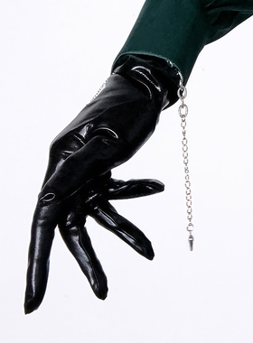 cos短款漆皮手套成男乙游百搭万用二次元舞台黑色薄款光遇皮手套