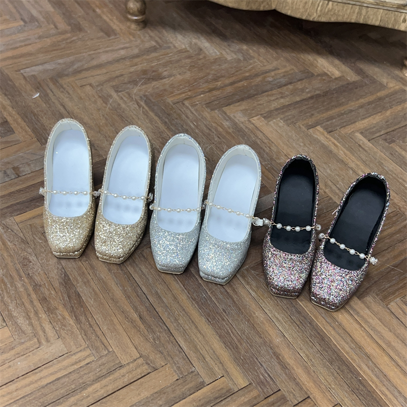 3分/SDGR亮片链条方头高跟鞋