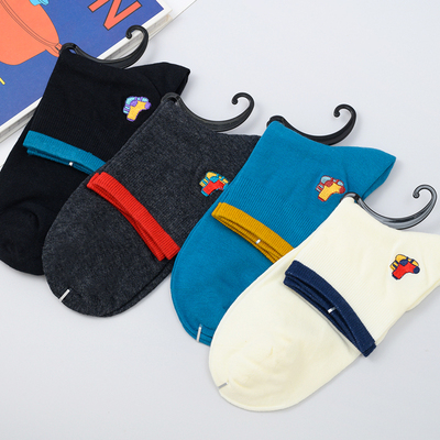 刺绣男士袜子运动纯棉袜收口设计