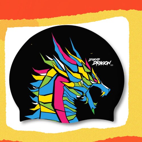 SD7硅胶速干低阻防滑个性图案游泳帽帅男龙年限定高颜值黑色泳帽