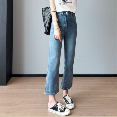 面膜裤。柔软舒适。微喇牛仔裤女夏季薄款2025新款高腰弹力九分裤