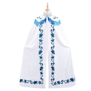 戏曲演出舞台服装 豫剧秦腔 秦雪梅吊孝大祭庄戏服白花边披风