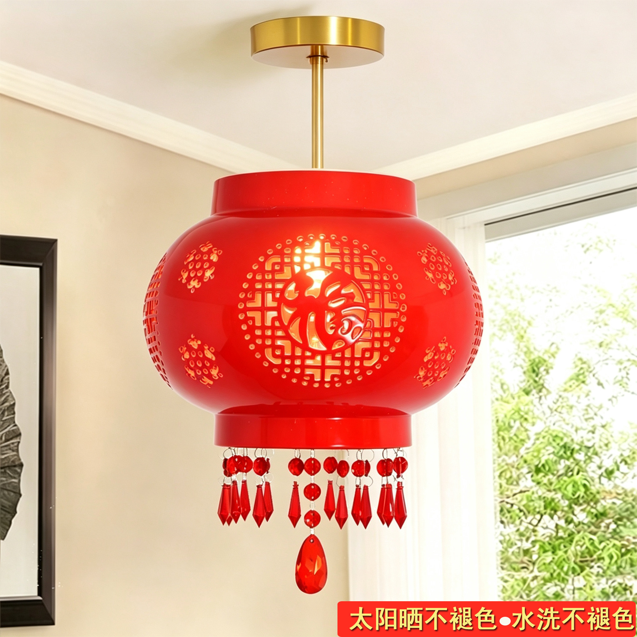 高档纯铜陶瓷喜庆灯笼图片