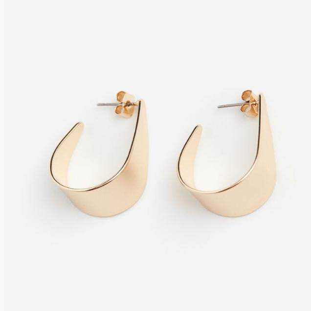 HM国内代购欧美简约COS几何INS街拍大牌镜面金属拉丝耳环RMB39