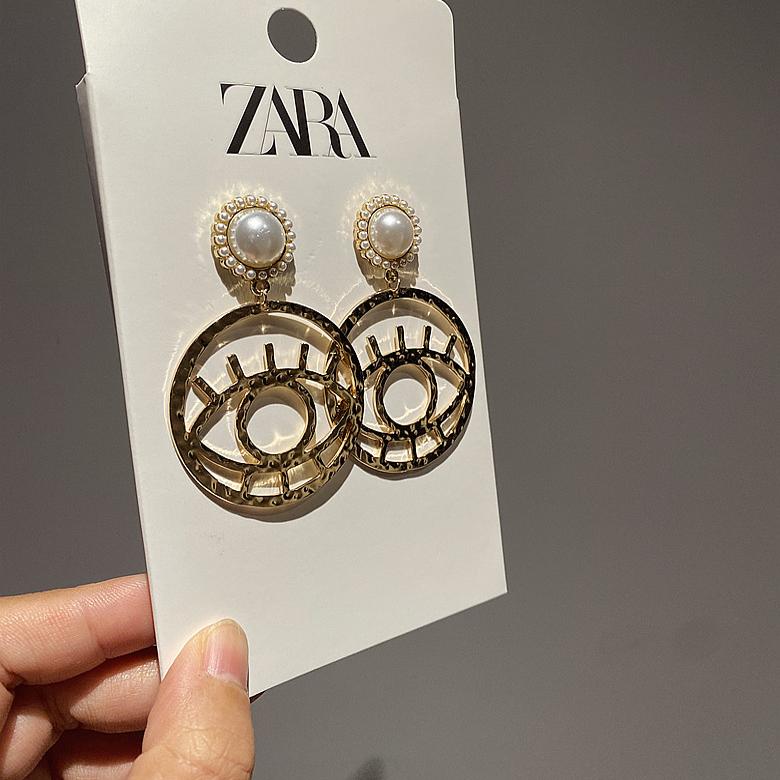 ZARA正品折扣清楚百搭时尚欧美简约眼睛珍珠INS几何COS耳环