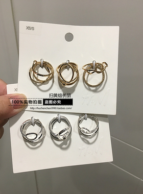 HM H&M H M专柜正品折扣 金属几何INS圆圈COS欧美戒指