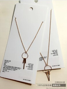 H&M HM 专柜正品竖条圆圈小项链 金属棒棒造型短链COS欧美INS简约