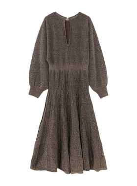 MMCM家欧货法式重工轻奢美拉德灯笼袖收腰针织连衣裙2025秋冬新款