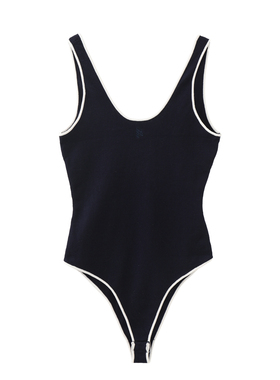 MMC简约气质减龄白色条纹无袖U领针织连体衣小众设计性感2025夏季